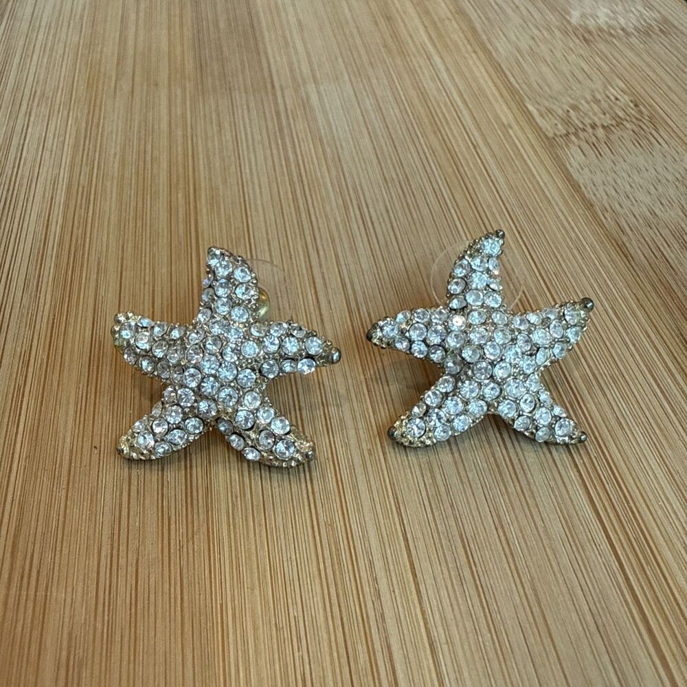 CRYSTAL STARFISH STUD EARRINGS UNBRANDED